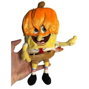 VTG TY Beanie Baby SpongeBob Pumpkin Halloween 2004 Plush 8.5" Beanbag Plush